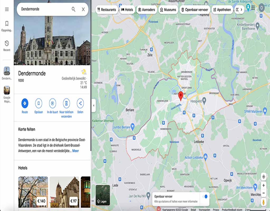 Dendermonde op Google Maps - Navigeer door de stad